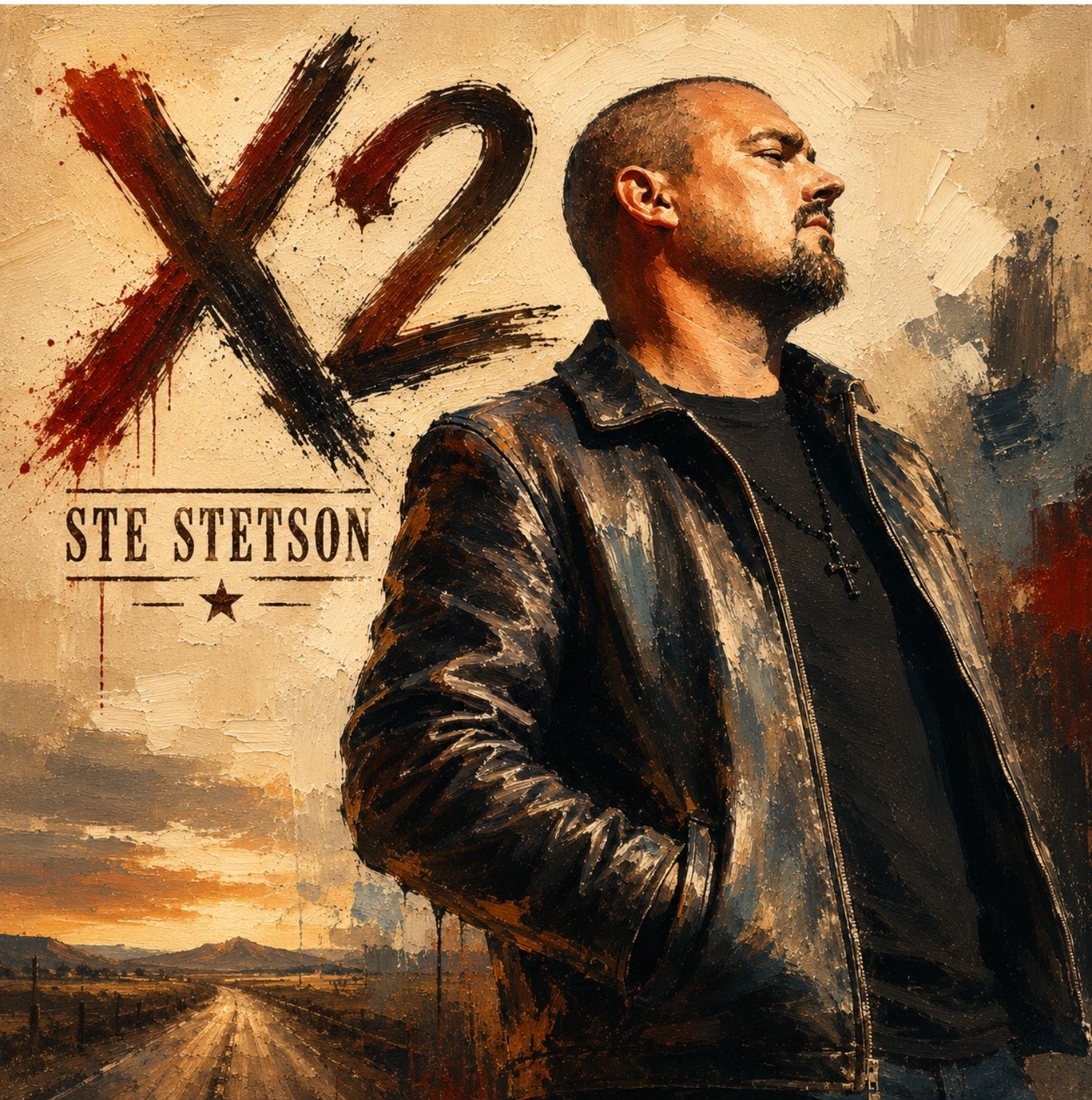 X2 single artwork featuring a painted portrait of STE Stetson